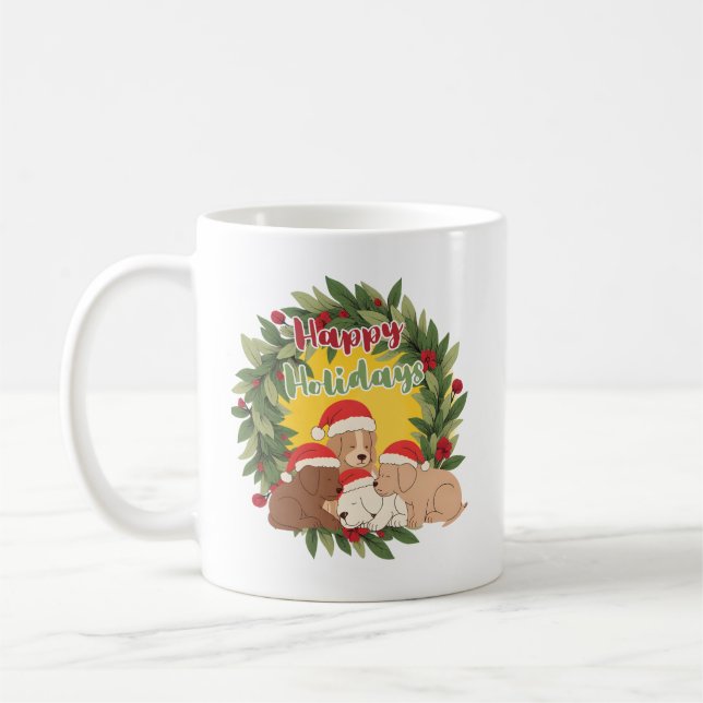 Festive Christmas Mug | Puppies Kaffemugg (Vänster)