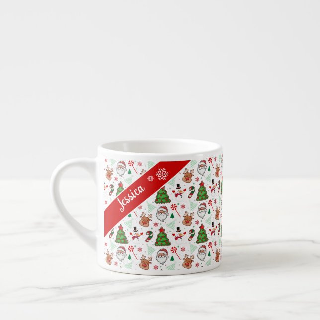 Festive Christmas Mug – Santa & Reindeer  Espressomugg (Vänster)
