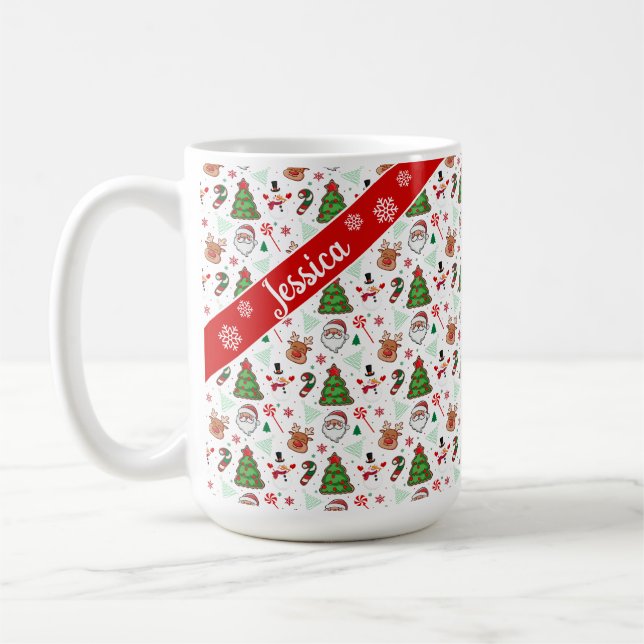 Festive Christmas Mug – Santa & Reindeer  Kaffemugg (Vänster)