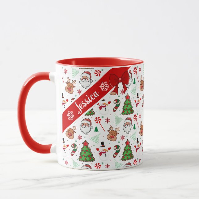 Festive Christmas Mug – Santa & Reindeer  Mugg (Vänster)