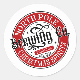Festive Christmas North Pole Brewing Company Runt Klistermärke