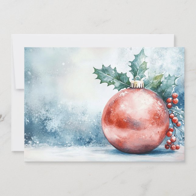 Festive Christmas Ornament Inbjudningar (Framsida)