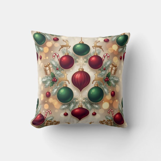 Festive Christmas Ornaments Holiday Throw Pillow Kudde (Framsida)