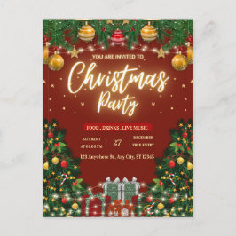 Festive Christmas Party Invitation Vykort