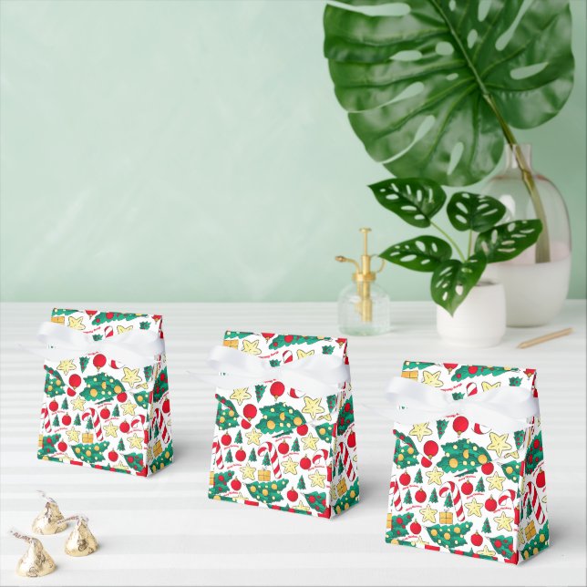 Festive Christmas Pattern Favor Box Presentaskar (Multipel)
