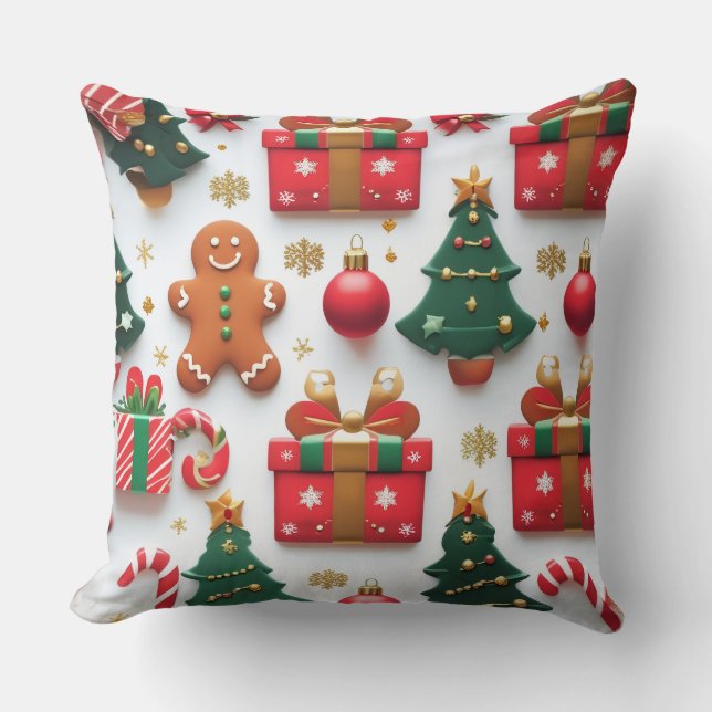 Festive Christmas Pattern Kudde (Framsida)