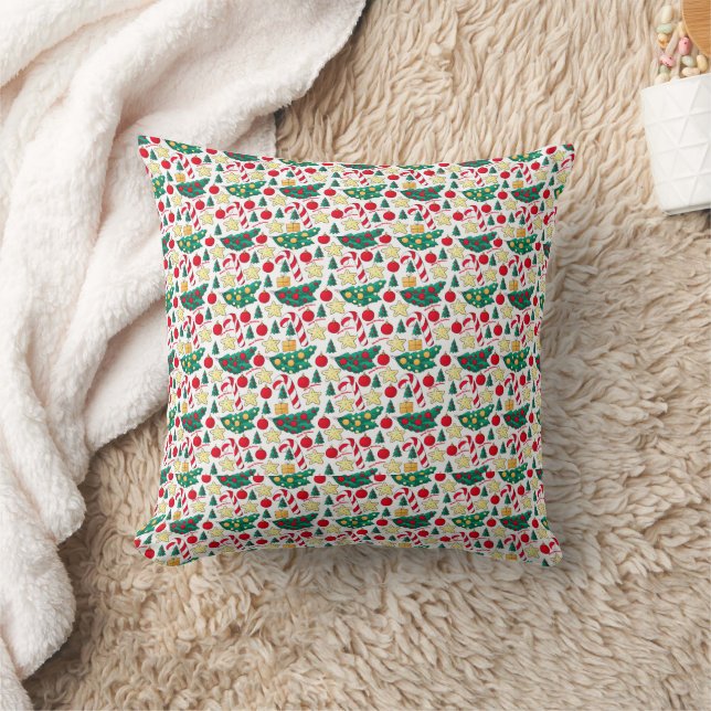 Festive Christmas Pattern Throw Pillow Kudde (Filt)