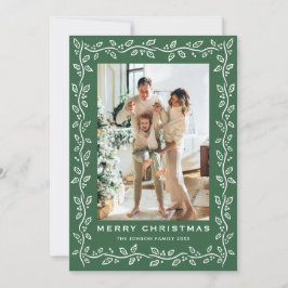 Festive Christmas Sage Green Bow Ribbon 3 Photo Julkort