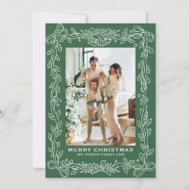 Festive Christmas Sage Green Bow Ribbon 3 Photo Julkort