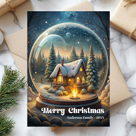 Festive Christmas scene rustic traditional wreath Julkort