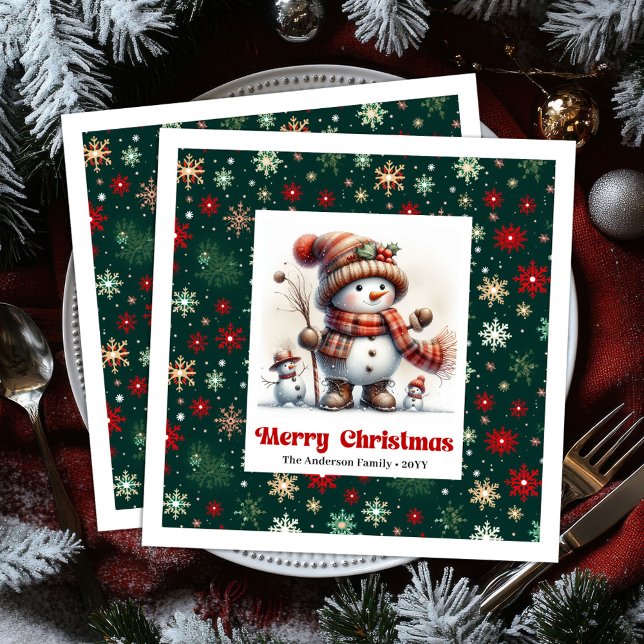 Festive Christmas Snowman Napkins Editable Kids  Pappersservett (Festive Christmas Snowman Napkins Editable Kids Style Party

)