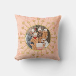 Festive Christmas Star: Pink and Gold Photo Kudde