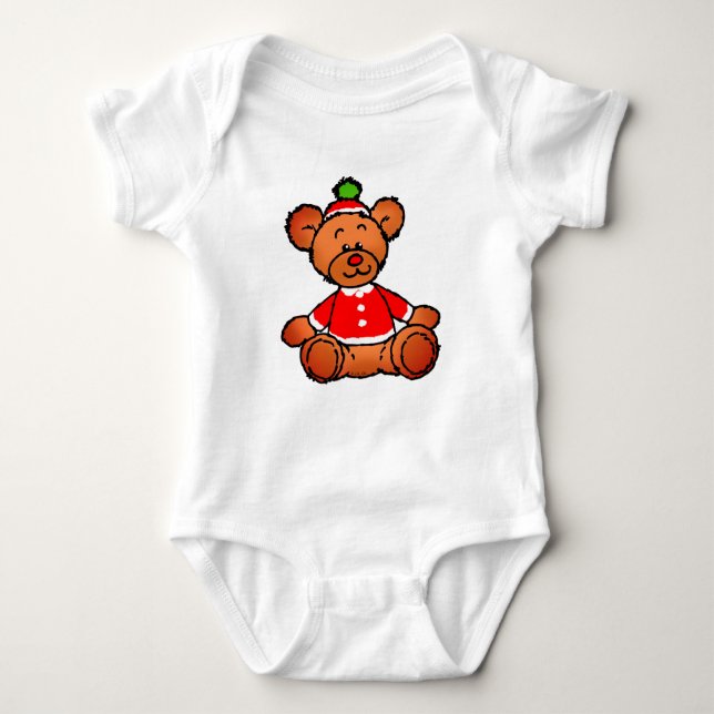 Festive Christmas Teddy Bear Design T Shirt (Framsida)