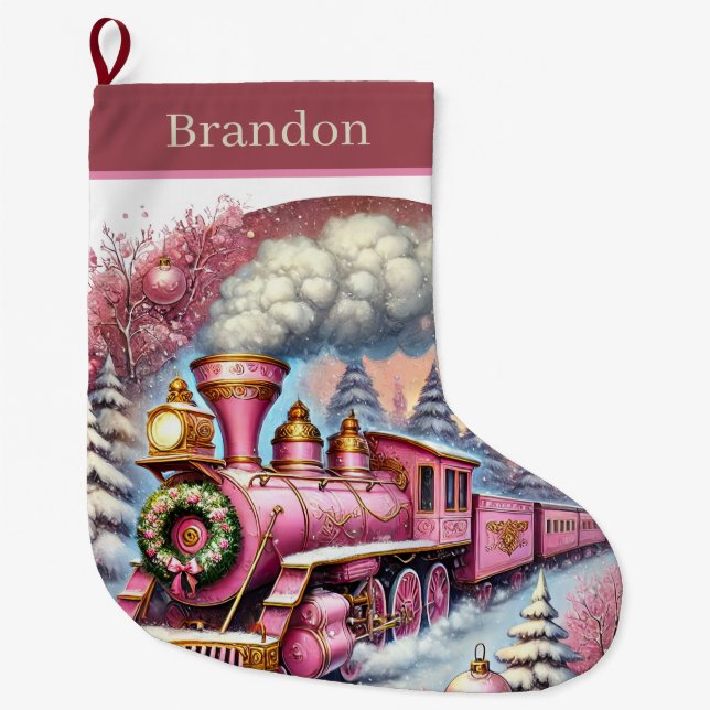 Festive Christmas train add name Stor Julstrumpa (Framsidan)