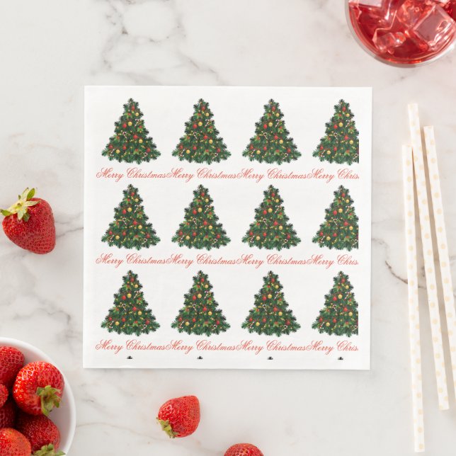 Festive Christmas Tree Holiday Celebration Napkin Pappersservett (Insitu)