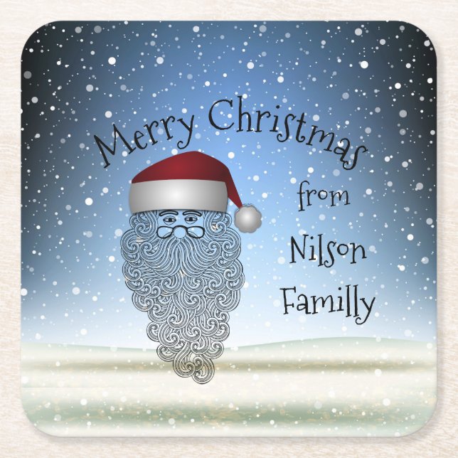 Festive Chritsmas Party Funny Cute Jultomten Underlägg Papper Kvadrat (Framsidan)