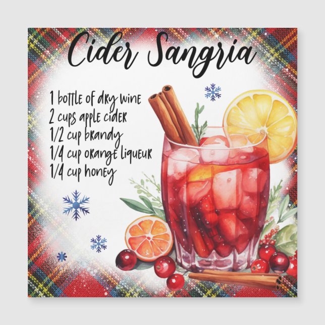 Festive Cider Sangria Magnetic Recipe Card (Framsida)