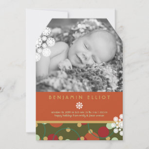 Festive Circles Helgdag Photo Birth Notice Julkort