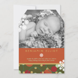 Festive Circles Helgdag Photo Birth Notice Julkort