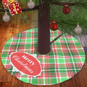 Festive Classic Red Grönt Vit julpapp Julgransmatta Borstad Polyester