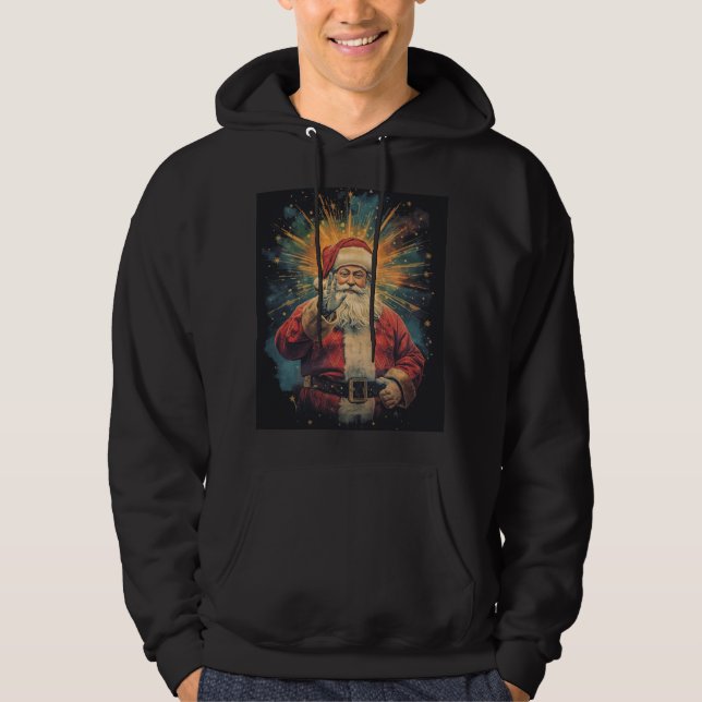 Festive Classic Santa Claus Christmas Art Hoodie (Framsida)