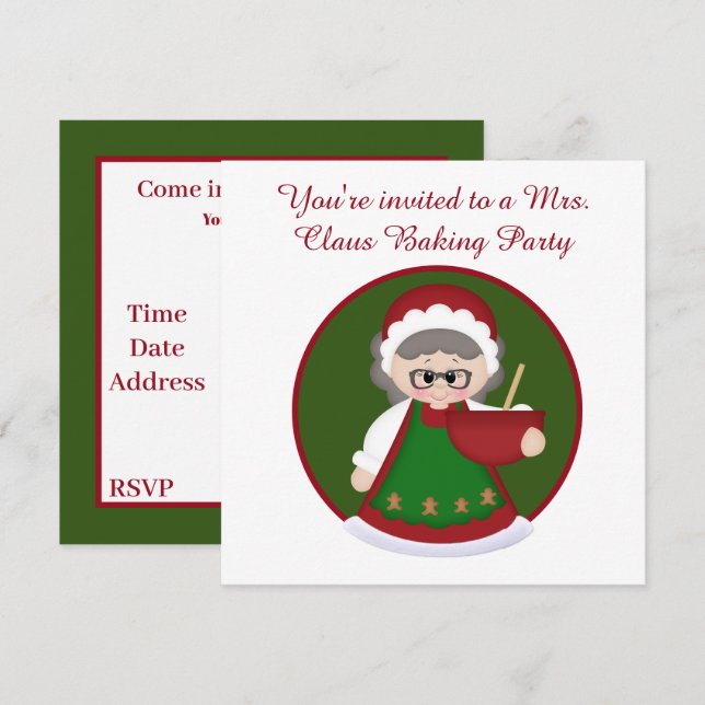 Festive Claus baking party Inbjudningar (Fram/baksida)