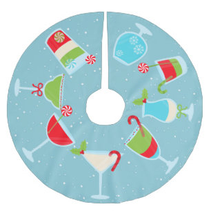 Festive Cocktail Drinks God Helgdag Julgransmatta Borstad Polyester