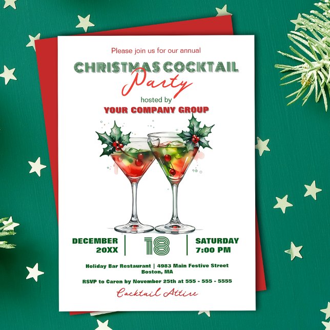 Festive Cocktail Glass Party Inbjudningar (Skapare uppladdad)