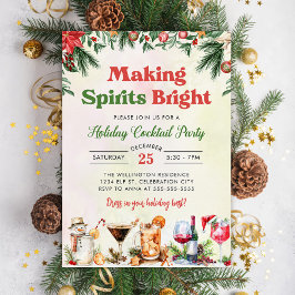Festive Cocktail Watercolor jul Party Inbjudningar