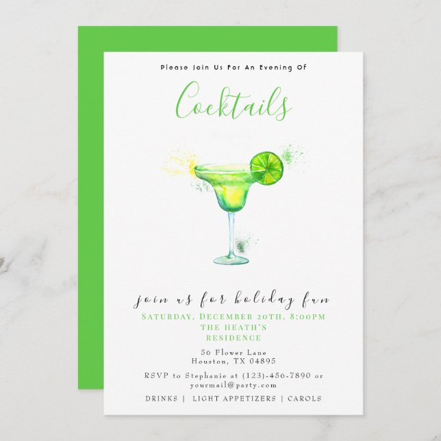 Festive Cocktails jul Party Inbjudningar (Fram/baksida)