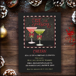 Festive Cocktails Modern Red Grönt jul Inbjudningar