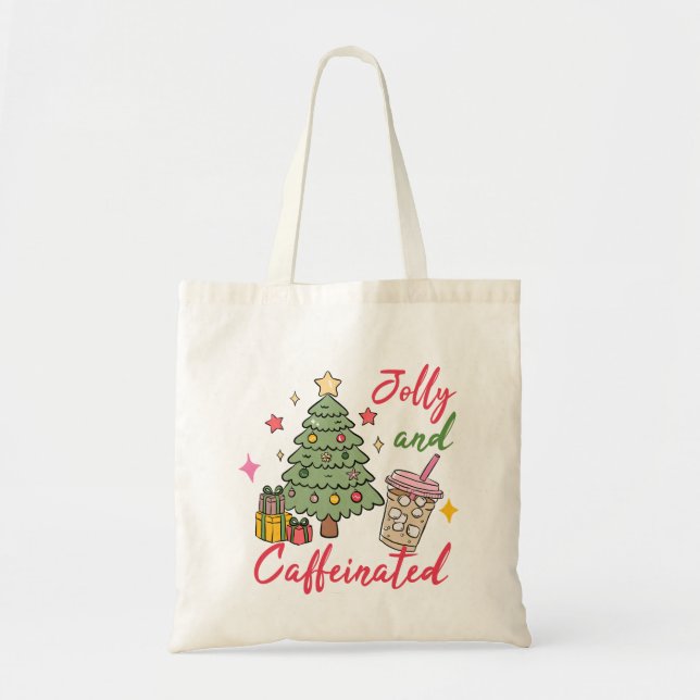Festive Coffee Christmas Tote Bag Tygkasse (Framsidan)