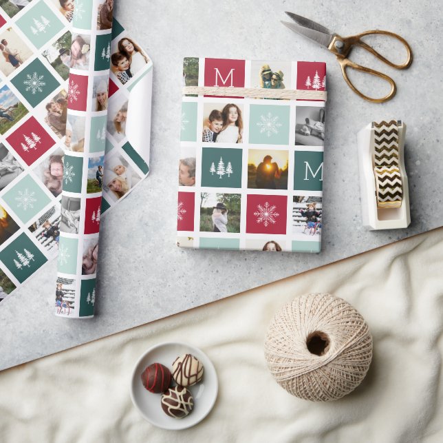 Festive Collage Monogram | 15 Foto-Helgdag Presentpapper (Hantverk)