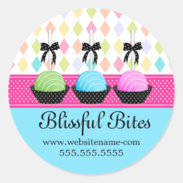 Festive Colorful Cake Pops Bakery Box Sälar Runt Klistermärke