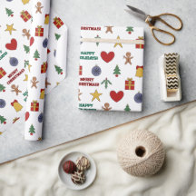 Festive Colorful Christmas Symbols Happy Holidays