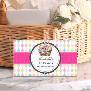 Festive Colorful Gift Basket Visitkort