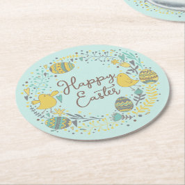 Festive Colorful Glad påsk Chick & WAN Underlägg Papper Rund