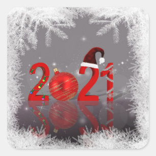 Festive Colorful God jul 2021 Fyrkantigt Klistermärke