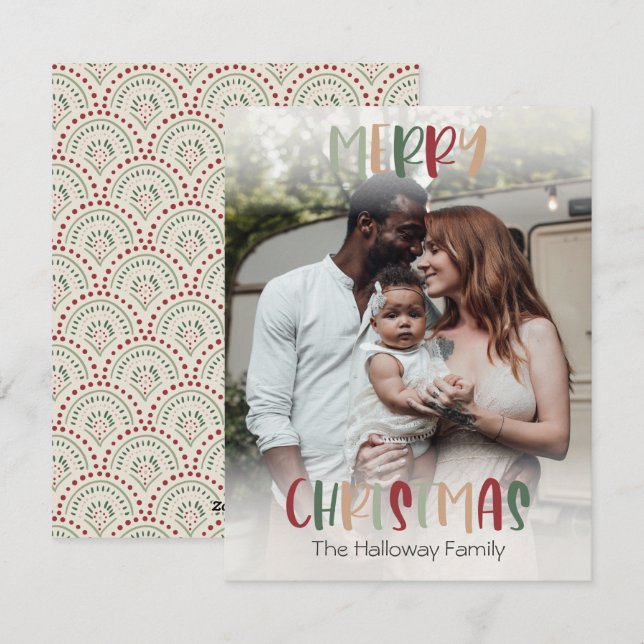 Festive Colorful jul Bright Fullt Photo Julkort (Fram/baksida)