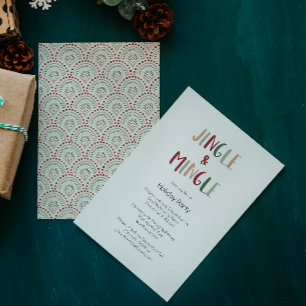 Festive Colorful jul Jingle och Mingle Inbjudningar