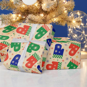 Festive Colorful jul Mittens Presentpapper