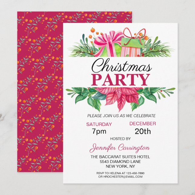 Festive Colorful jul Party Inbjudningar (Fram/baksida)