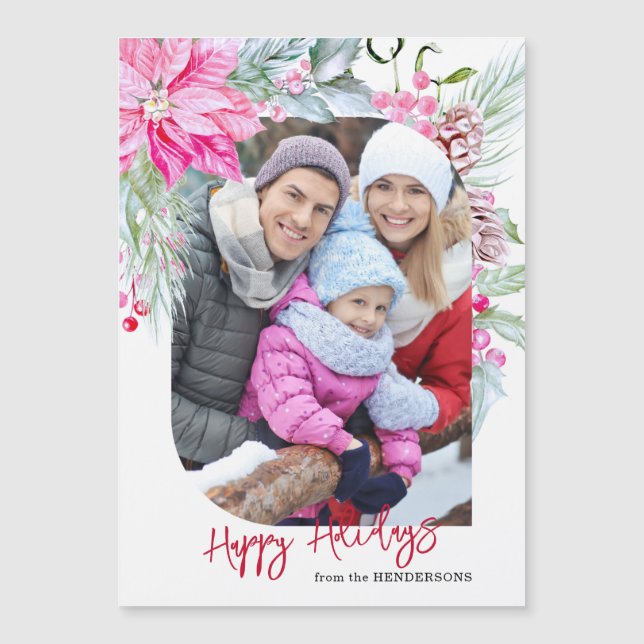 Festive Colorful Rosa Poinsettias Photo (Framsida)