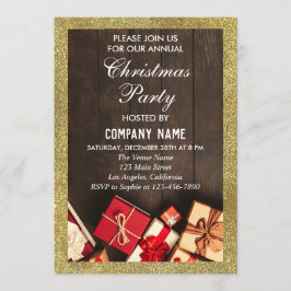 Festive Company jul-gåvor från Party Guld Glitter Inbjudningar