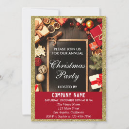 Festive Company jul Party Red & Guld Glitter Inbjudningar
