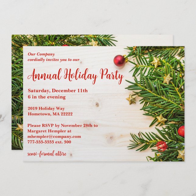 Festive Company Julfest Inbjudningar (Fram/baksida)