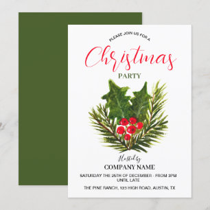 Festive Company Office Corporate jul Party Inbjudningar