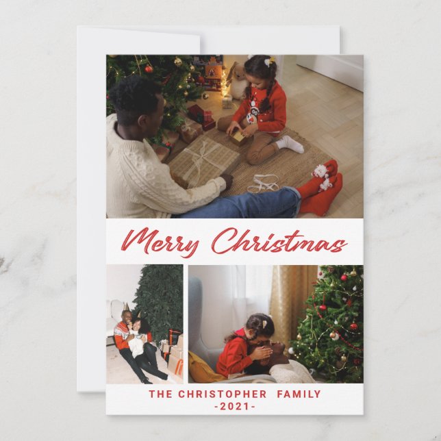 Festive Confetti God jul 3 Photo Collage H Julkort (Framsida)