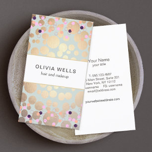 Festive Confetti & Guld Circles Se skönhetsalon Visitkort