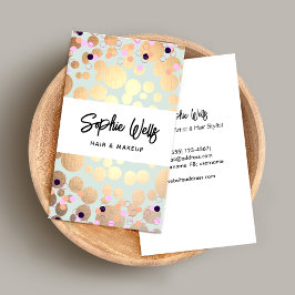 Festive Confetti & Guld Circles Se skönhetsalon Visitkort